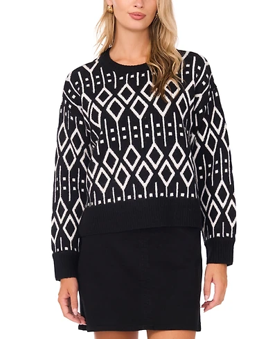 Vince Camuto Women's Jacquard Long Sleeve Sweater