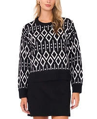 Vince Camuto Women's Jacquard Long Sleeve Sweater