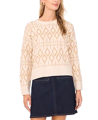 Vince Camuto Women's Jacquard Long Sleeve Sweater