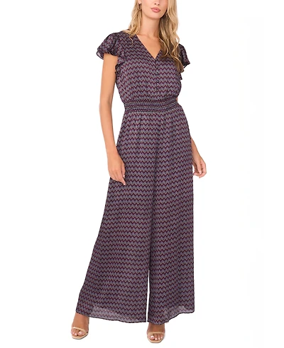 Vince Camuto Women's Button-Front Smocked Waist Jumpsuit