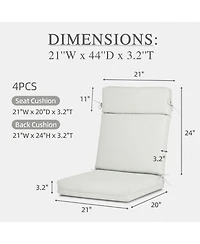 Aoodor Outdoor High Back Dining Chair Cushion with Ties and Zipper, 44"x21"x3.2
