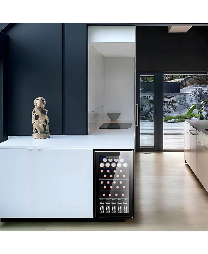 Cowsar 26 Bottle 3.2cu.ft Wine Cooler/Beverage Refrigerator Compact Wine Cellar with Glass Door Adjustable Temperature Control for Bar/Home/Office Fre