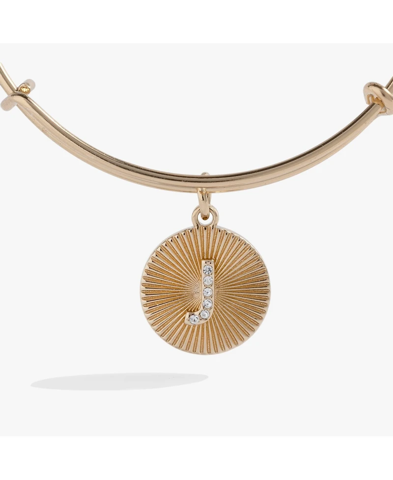 Alex and Ani Pave Starburst Texture Initial Bangle Bracelet J