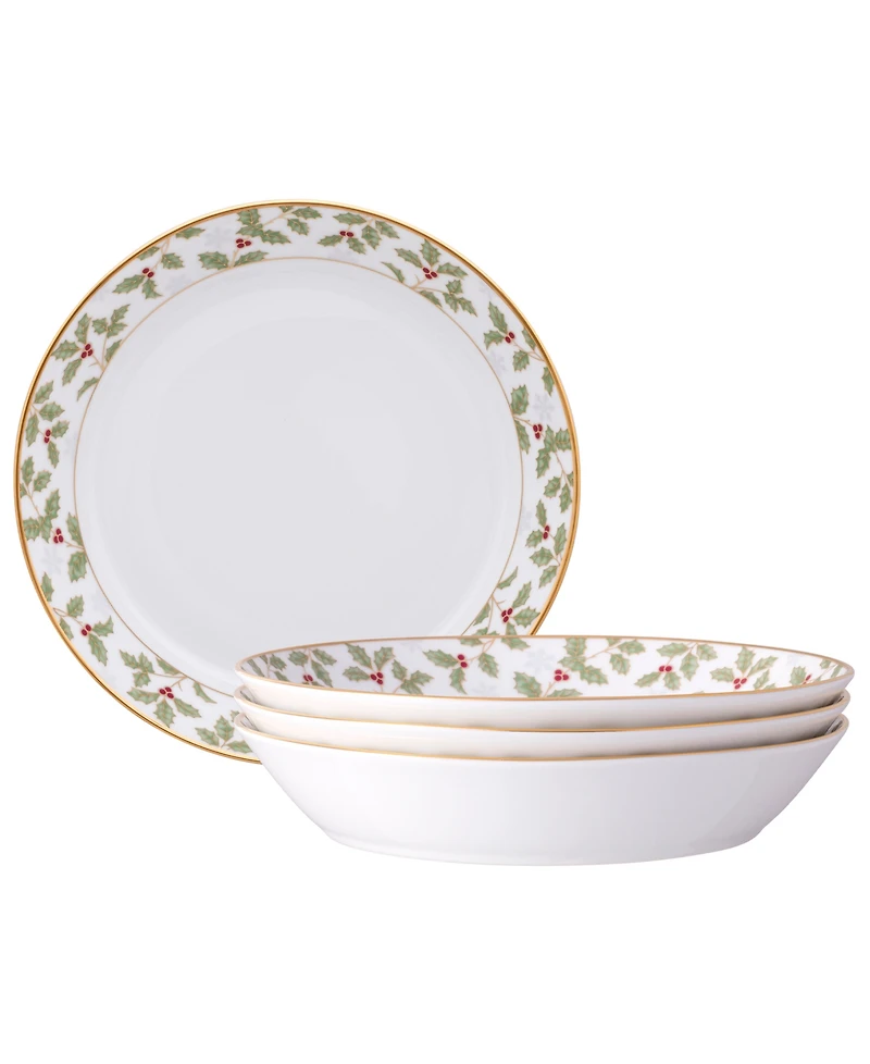 Noritake Holly & Berry 4-Pc. Coupe Dinner Bowl Set, Service for 4