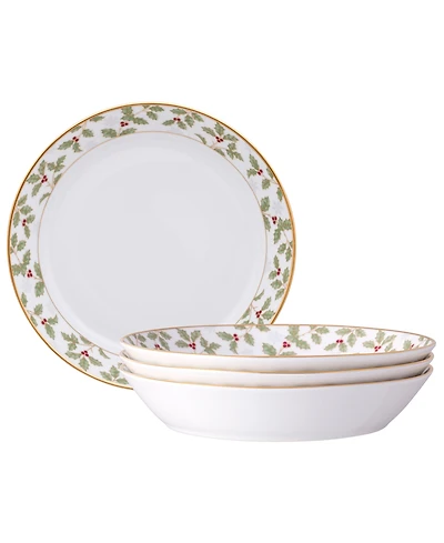 Noritake Holly & Berry 4-Pc. Coupe Dinner Bowl Set, Service for 4