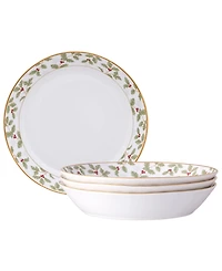 Noritake Holly & Berry 4-Pc. Coupe Dinner Bowl Set, Service for 4