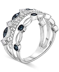 Macy's Blue Diamond Ring (1/4 ct. t.w.) in Sterling Silver