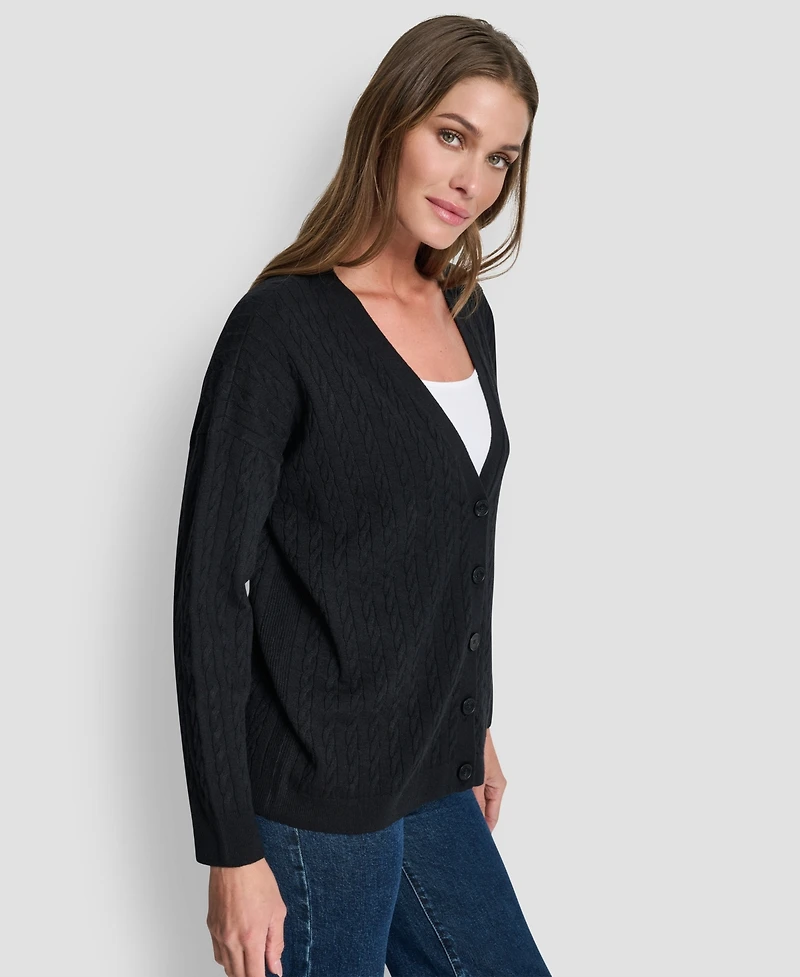 Dkny Jeans Women's V-Neck Boxy Cardigan Sweater