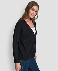 Dkny Jeans Women's V-Neck Boxy Cardigan Sweater