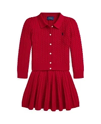 Polo Ralph Lauren Girls 2T-6X 2-Piece Crewneck Cardigan and Skirt Set