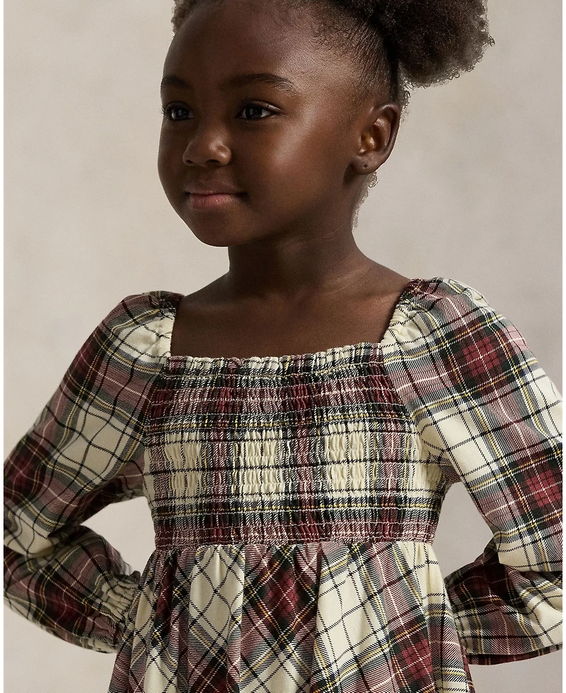 Polo Ralph Lauren Girls 2T-6X Plaid Pattern Ruffled Dress