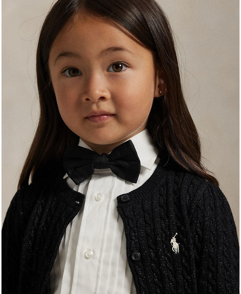 Polo Ralph Lauren Toddler and Little Girls Metallic Cable Cotton-Blend Cardigan Sweater