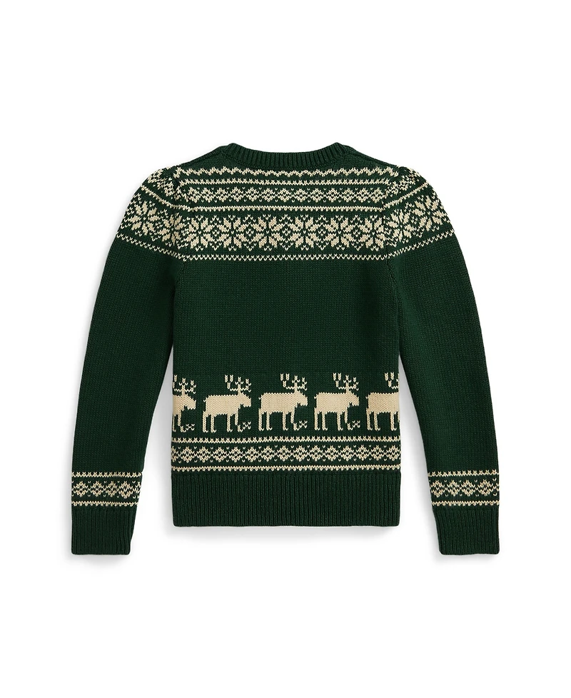 Polo Ralph Lauren Girls 2T-6X Reindeer Long Sleeve Cardigan