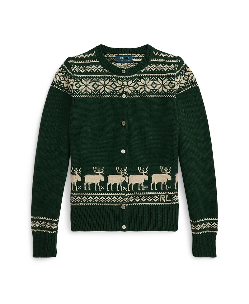 Polo Ralph Lauren Girls 7-16 Long Sleeves Fair Isle Reindeer Cardigan