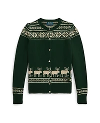 Polo Ralph Lauren Girls 7-16 Long Sleeves Fair Isle Reindeer Cardigan