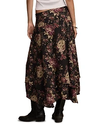Lucky Brand Women's Floral Drop Waist Midi Skirt