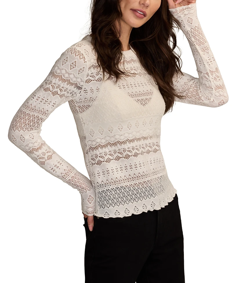 Lucky Brand Women's Lace Detail Long Sleeve Top