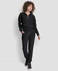 Dkny Women's Tech Ottoman Cuffed High Rise Joggers