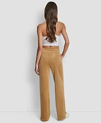 Dkny Women's Hd Embroidery Logo Slit Track Pants