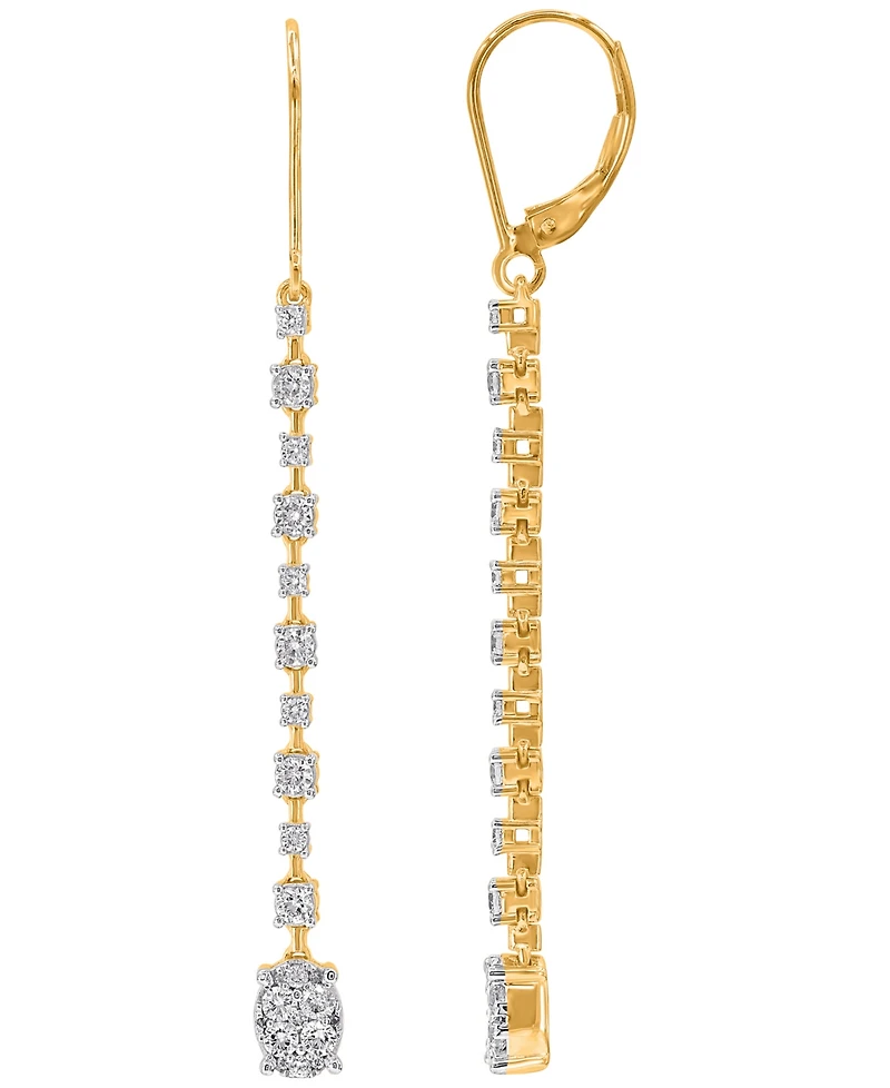 Macy's Diamond Long Drop Earrings (1 ct. t.w.) in 14K Yellow Gold
