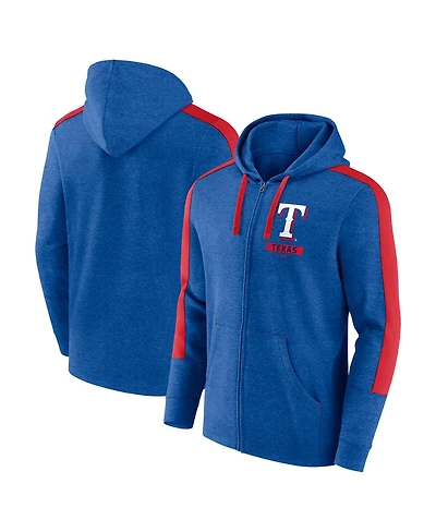 Fanatics Men's Heather Royal Texas Rangers Gains Fleece Full-Zip Hoodie
