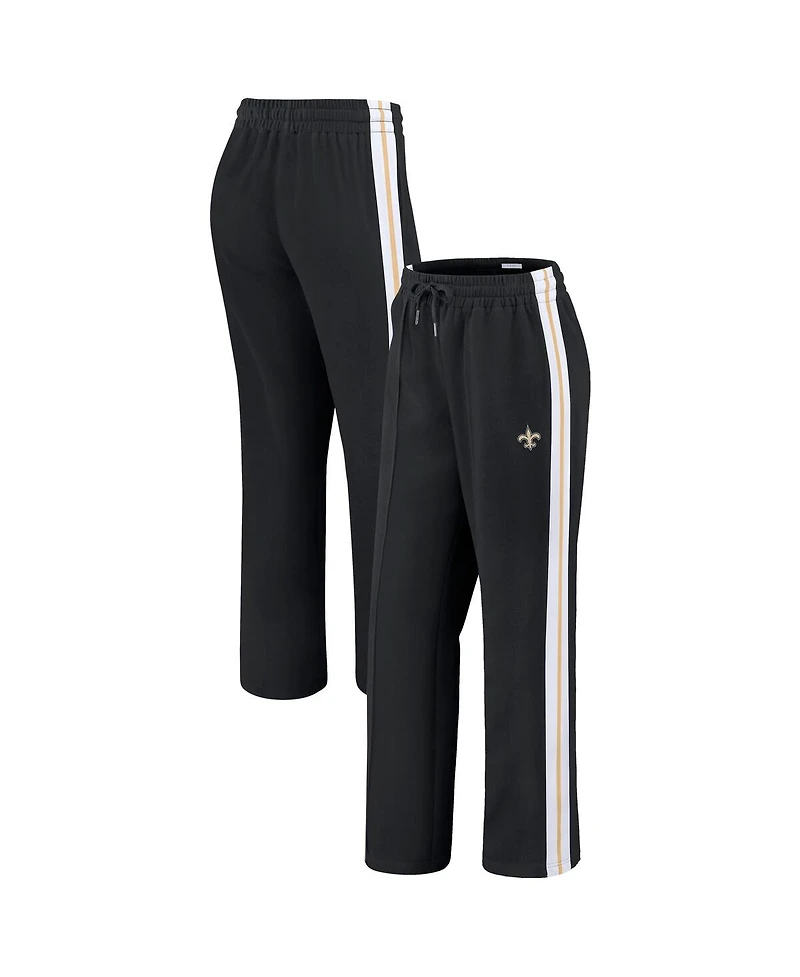 Wear by Erin Andrews Women's Black New Orleans Saints Color Block Straight Leg Pants