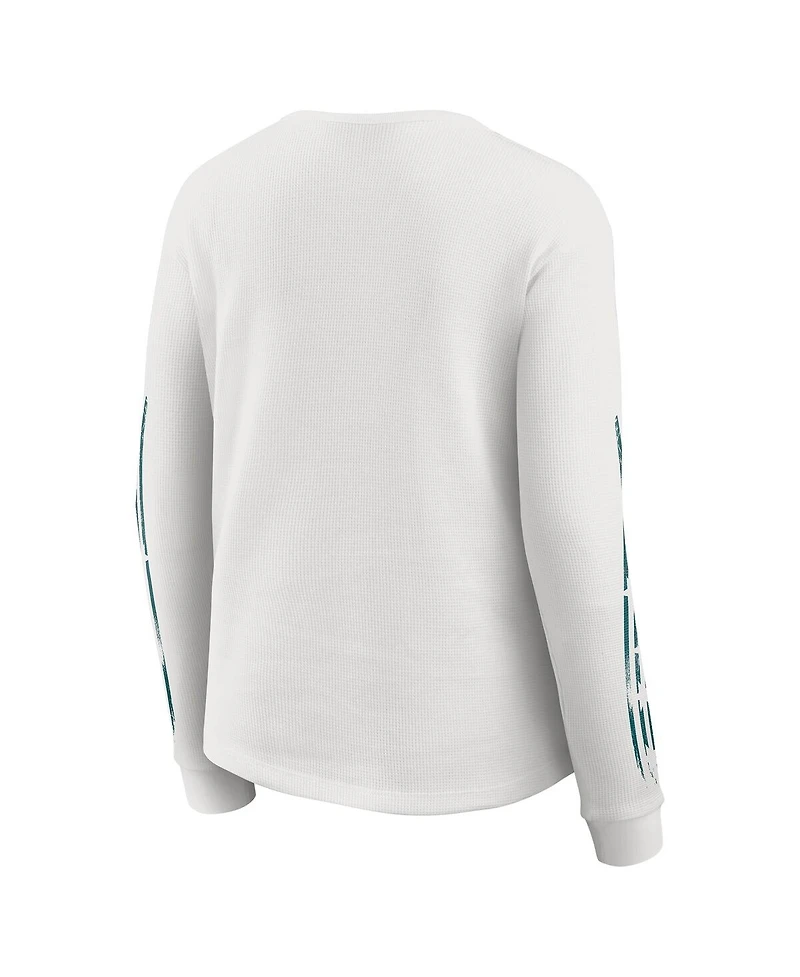 Wear by Erin Andrews Women's White Philadelphia Eagles Graphic Waffle Long-Sleeve T-Shirt