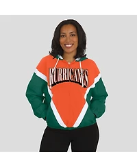 Wear by Erin Andrews Women'sOrange/Green Miami Hurricanes Color Block Full-Zip Hoodie Windbreaker Jacket