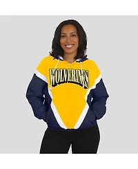Wear by Erin Andrews Women'sMaize/Navy Michigan Wolverines Color Block Full-Zip Hoodie Windbreaker Jacket