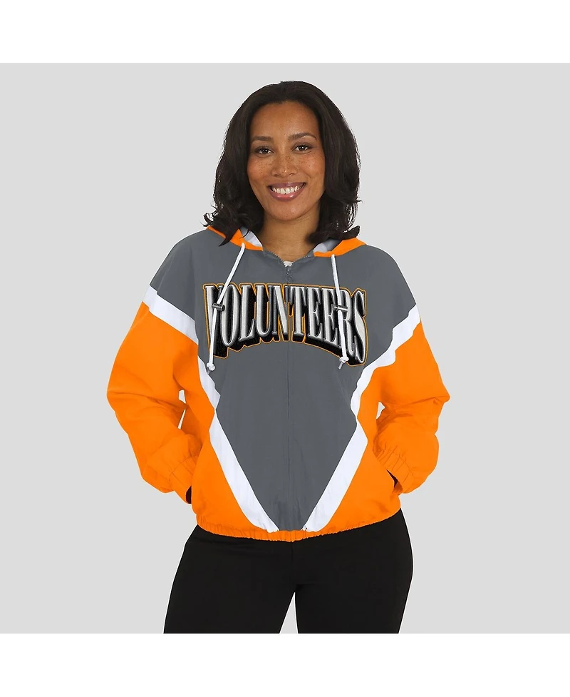 Wear by Erin Andrews Women'sTennessee Orange/Gray Tennessee Volunteers Color Block Full-Zip Hoodie Windbreaker Jacket