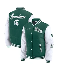 Wear by Erin Andrews Women'sGreen Michigan State Spartans Varsity Full-Snap Puffer Jacket