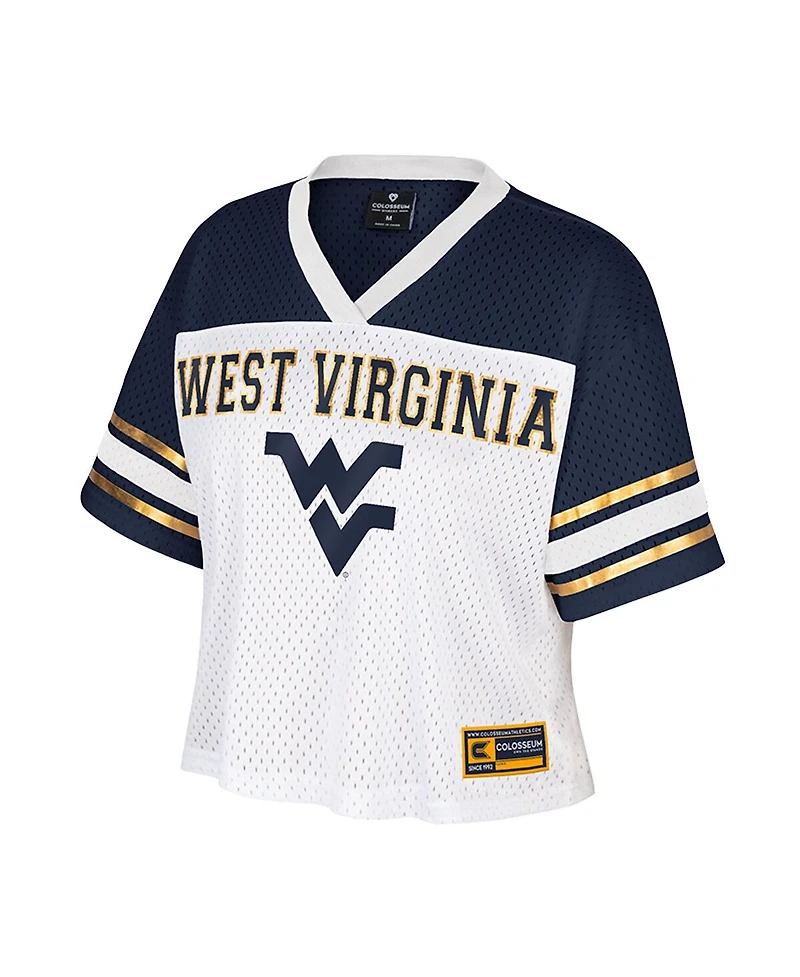 Colosseum Women's White West Virginia Mountaineers Treasure Cropped Football Jersey