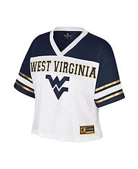 Colosseum Women's White West Virginia Mountaineers Treasure Cropped Football Jersey
