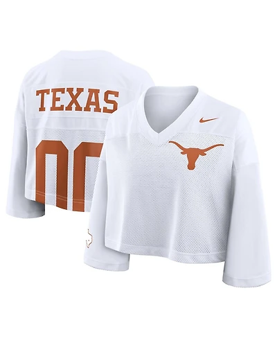 Nike Women'sWhite Texas Longhorns Cropped Mesh Dri-fit Fashion Jersey