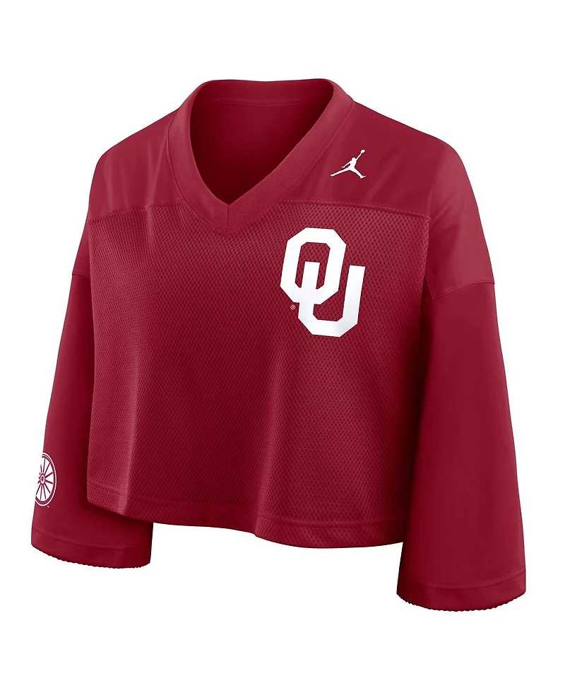 Jordan Women'sCrimson Oklahoma Sooners Cropped Mesh Dri-fit Fashion Jersey