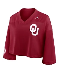 Jordan Women'sCrimson Oklahoma Sooners Cropped Mesh Dri-fit Fashion Jersey