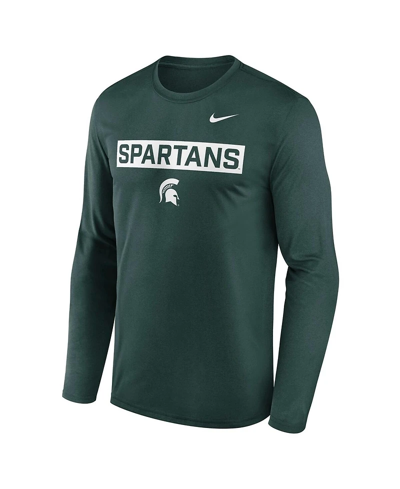 Nike Men's Green Michigan State Spartans Primetime Campus 2-Hit Legend Dri-fit Long Sleeve T-Shirt