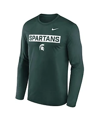 Nike Men's Green Michigan State Spartans Primetime Campus 2-Hit Legend Dri-fit Long Sleeve T-Shirt