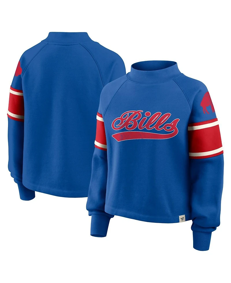 Fanatics Women's Royal Buffalo Bills Oversized Hometown Toss Sweep Mock Neck Pullover Hoodie