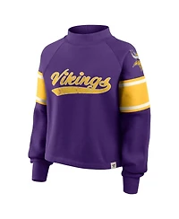Fanatics Women's Purple Minnesota Vikings Oversized Hometown Toss Sweep Mock Neck Pullover Hoodie