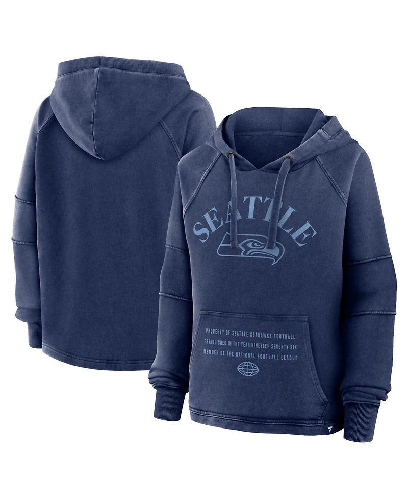 Fanatics Women's Navy Seattle Seahawks Oversized Raglan Gridiron Hoodie