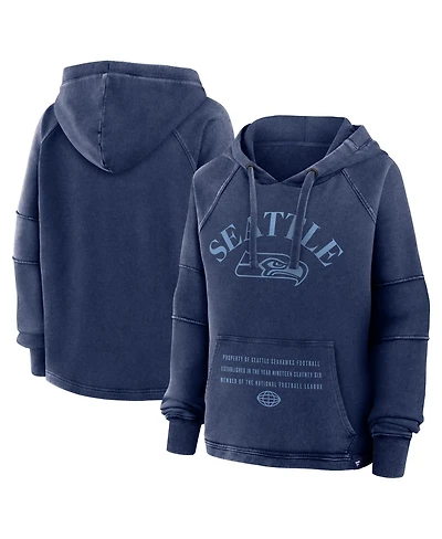 Fanatics Women's Navy Seattle Seahawks Oversized Raglan Gridiron Hoodie