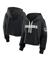 Fanatics Women's Black Las Vegas Raiders Oversized Hometown Heritage Cropped Hoodie