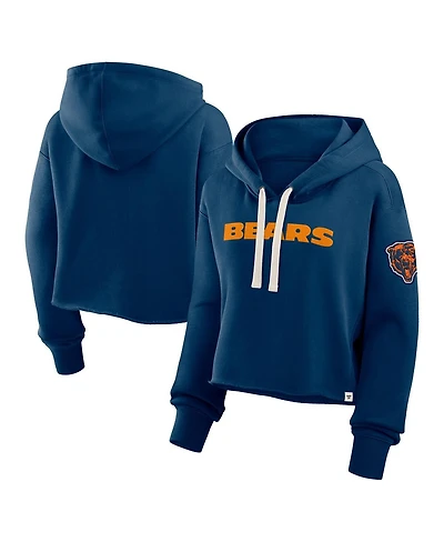 Fanatics Women's Navy Chicago Bears Oversized Hometown Heritage Cropped Hoodie