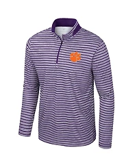 Colosseum Men'sPurple Clemson Tigers Striped Quarter-Zip Hoodie
