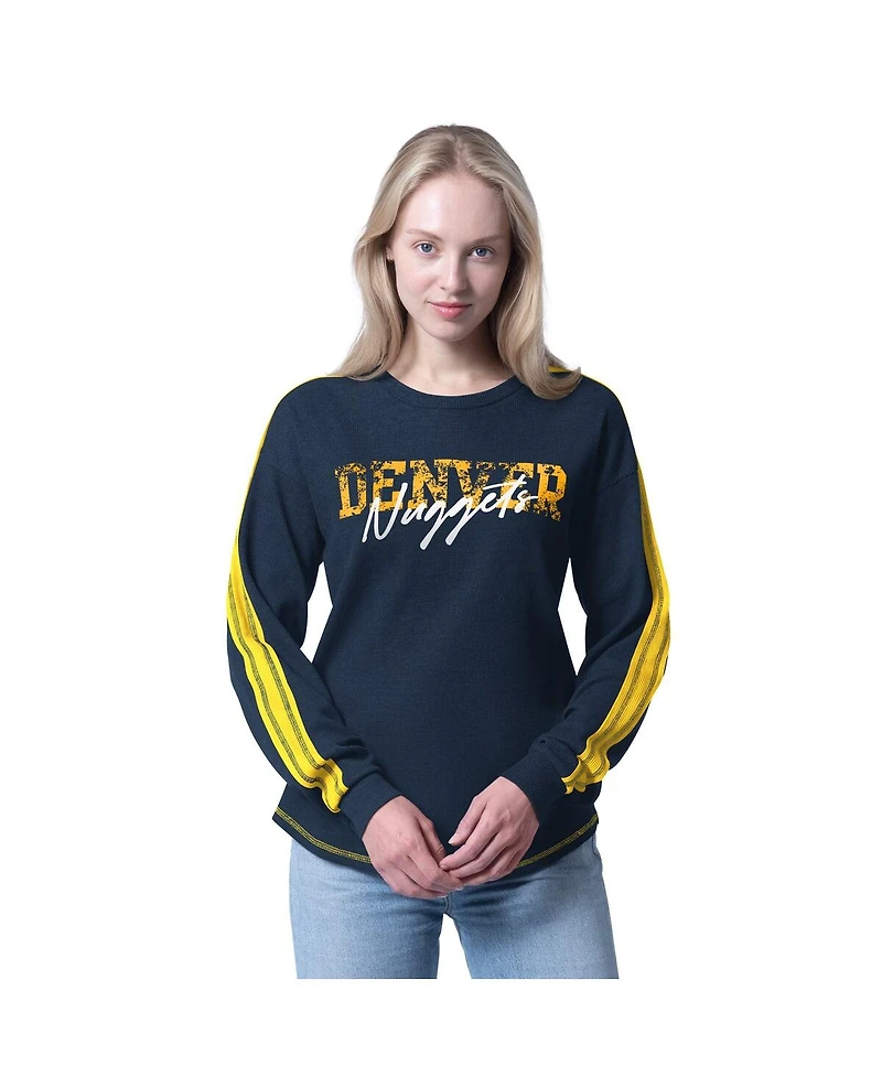 G-iii 4Her by Carl Banks Women's Navy Denver Nuggets Advantage Tri-Blend Long Sleeve T-Shirt