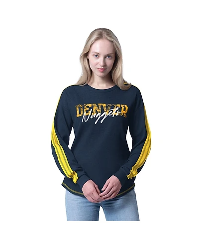 G-iii 4Her by Carl Banks Women's Navy Denver Nuggets Advantage Tri-Blend Long Sleeve T-Shirt