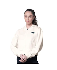 Msx by Michael Strahan Women's Cream Carolina Panthers Eleanor Full-Zip Hoodie
