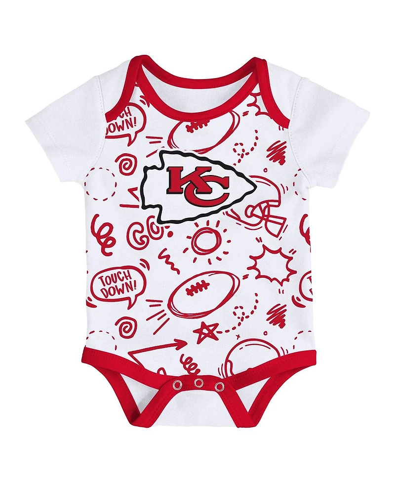 Outerstuff Baby Boys and Girls 3-Piece Kansas City Chiefs All Day Play Bodysuit Set