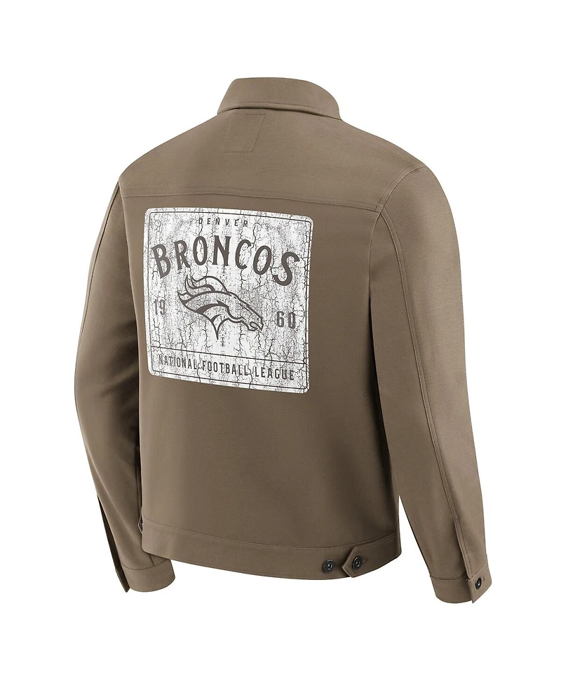 Fanatics Men'sTan Denver Broncos Trucker Full-Button Jacket
